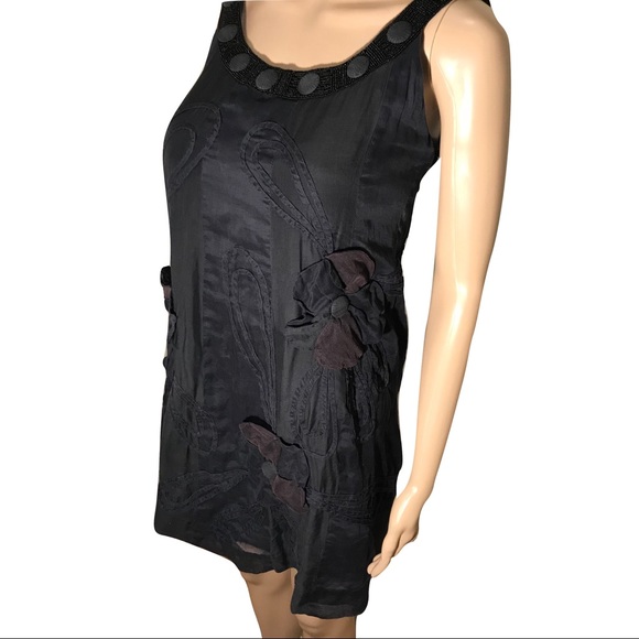 Yoana Baraschi Navy & Black Sheer Overlay Dress - Picture 2 of 8